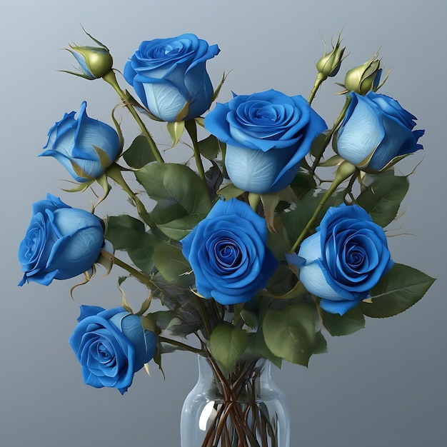 A bouquet of blue roses