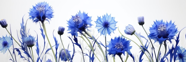Букет ярко-голубых цветов Голубые цветы Летние полевые растения Зелёный размытый фон Красивый цветок Фон полный синих кукурузных цветов