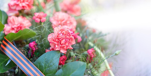 Bouquet of carnations as a memory of the dead