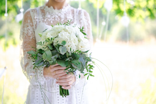 Bouquet closeup in the hands