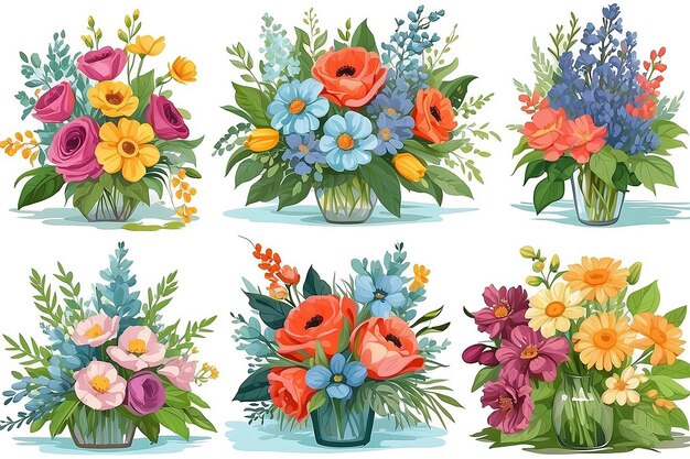 Bouquet Collection Colorful Flower Illustrations for Covers and Artwork