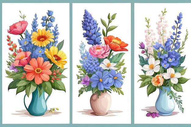 Bouquet Collection Colorful Flower Illustrations for Covers and Artwork