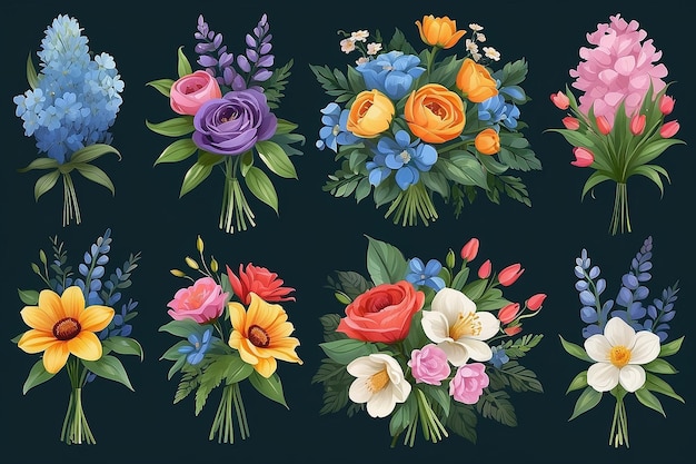 Bouquet Collection Colorful Flower Illustrations for Covers and Artwork