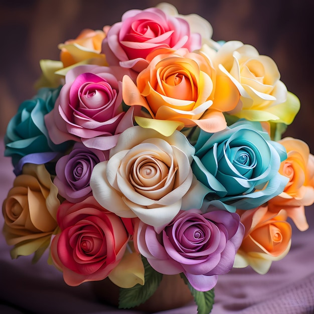 Bouquet of colored roses