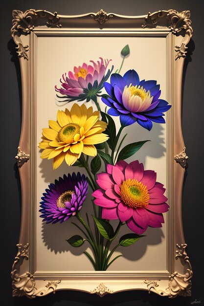 Foto un mazzo di fiori colorati ornamento creativo decorazione sfondo semplice carta da parati