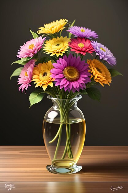 Photo a bouquet of colorful flowers creative ornament decoration simple wallpaper background