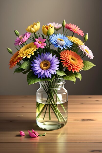 A bouquet of colorful flowers creative ornament decoration simple wallpaper background