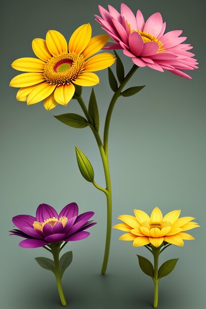 Photo a bouquet of colorful flowers creative ornament decoration simple wallpaper background