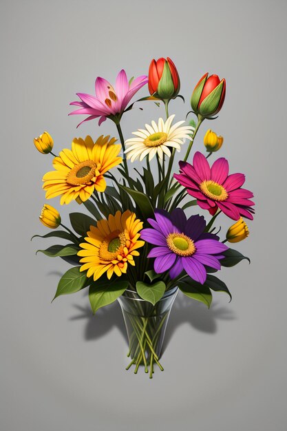 A bouquet of colorful flowers creative ornament decoration simple wallpaper background