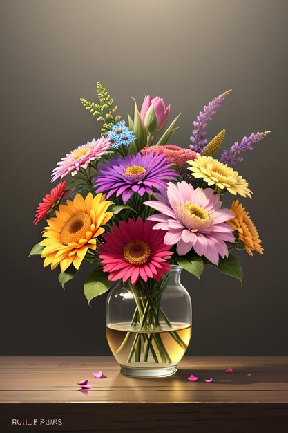 A bouquet of colorful flowers creative ornament decoration simple wallpaper background