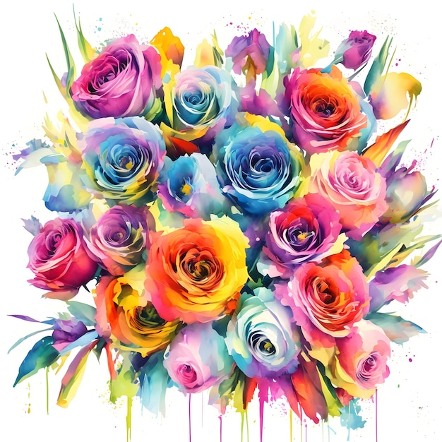 Bouquet of colorful garden flowers on black background Multicolor bouquet of flowers Generative AI