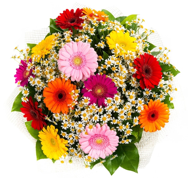 Bouquet of colorful gerberas and daisies