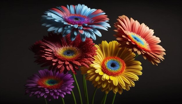 Photo bouquet of colorful gerberas generative ai