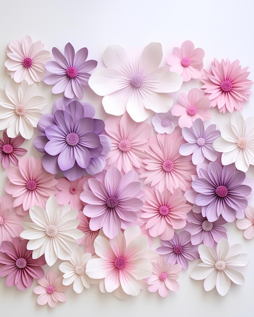 A bouquet of colorful paper flowers on a blue background