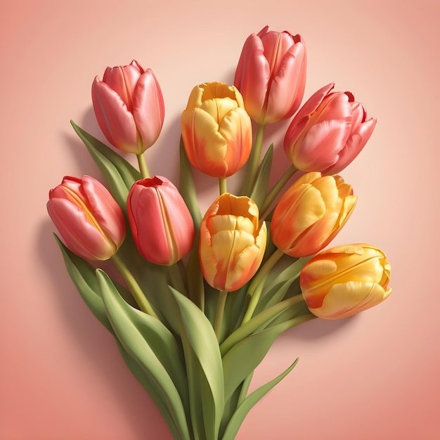 A bouquet of colorful Tulips