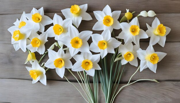 Photo a bouquet of daffodils with yellow and white flowers