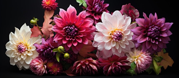 Bouquet of dahlia blooms