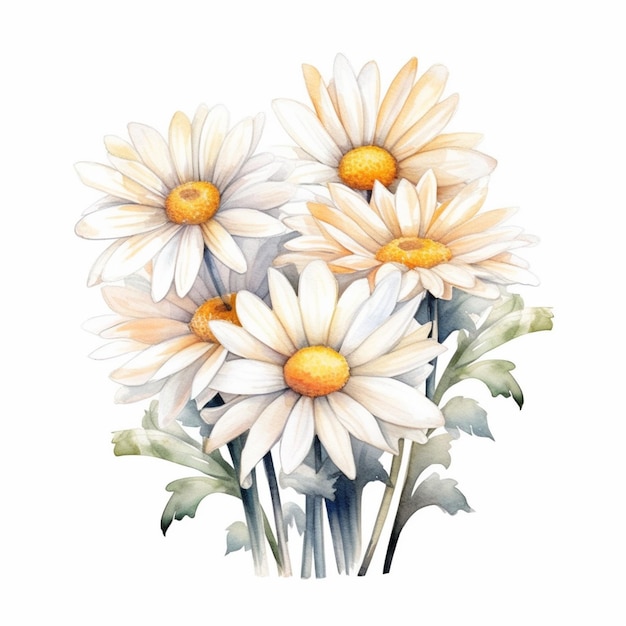 A bouquet of daisies with a green stem