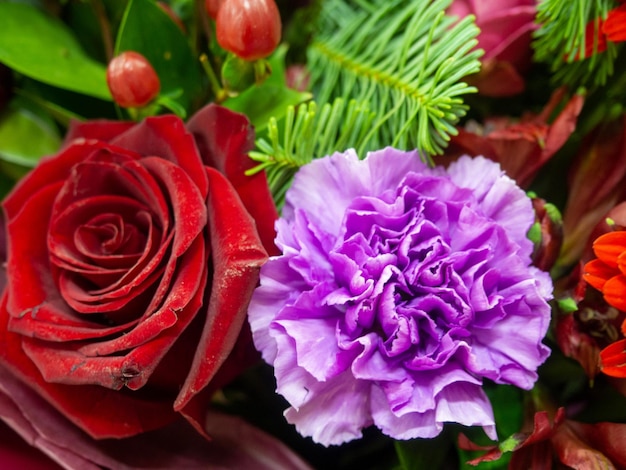 さまざまな花の花束 美しい花 植物学