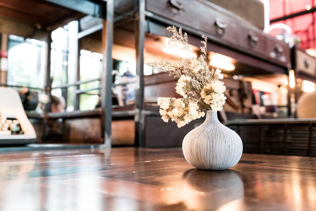 bouquet flower in vase decoration on table