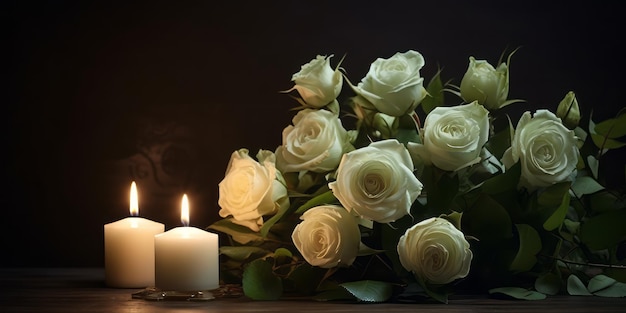Photo bouquet of flowers and candles
