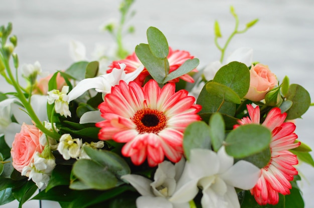 bouquet of flowers in hat box