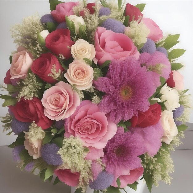 a bouquet of flowers is shown with a white background.