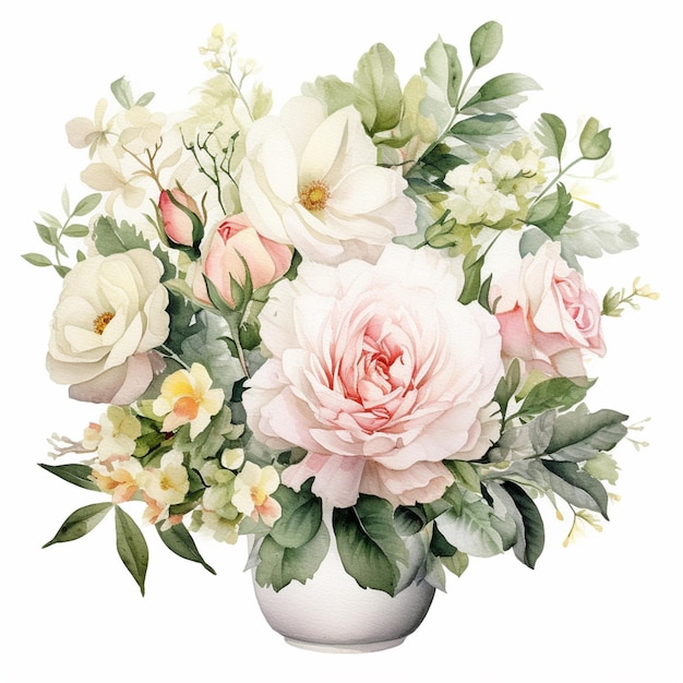 A bouquet of flowers is in a vase with a green leaf.