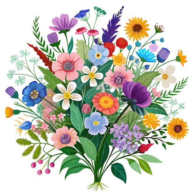 Photo a bouquet of flowers and plants are shown in this picture