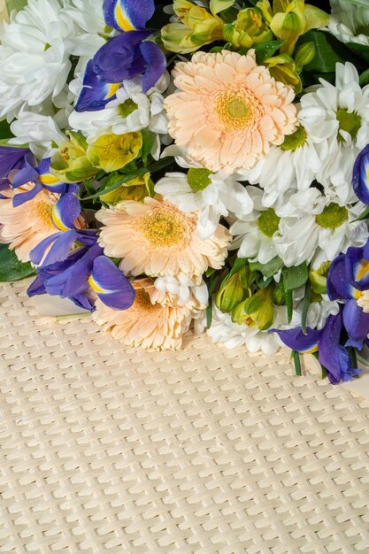 A bouquet of flowers on a table