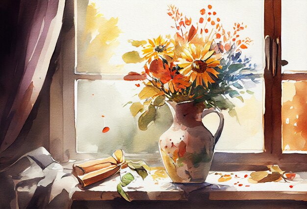 Bouquet of flowers in a vase still life painting flowers of spring vase of flowers by the window