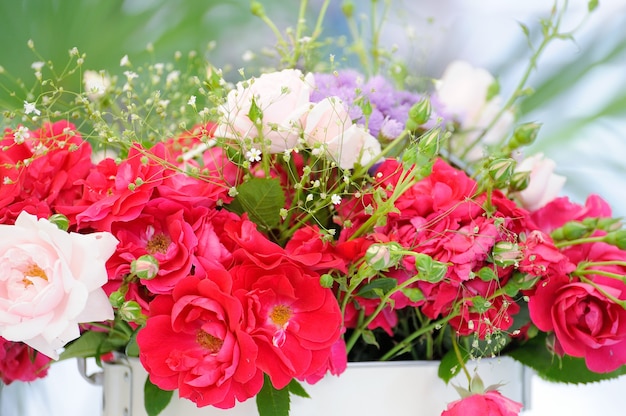 A bouquet of flowers in a vase