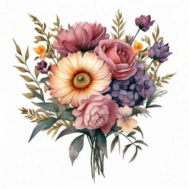 Bouquet of Flowers in Watercolor