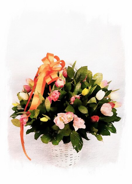 Bouquet of flowers on a white background, vintage illustration