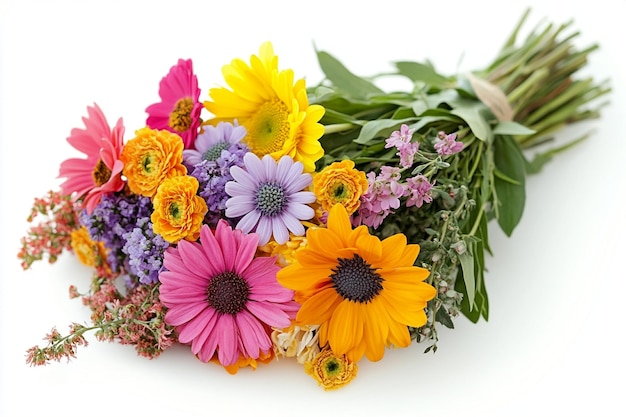 a bouquet of flowers on a white background