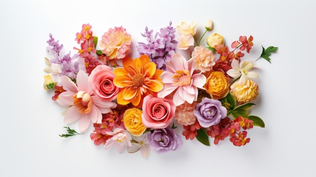 Bouquet of flowers on white background