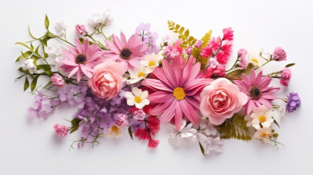 Bouquet of flowers on white background