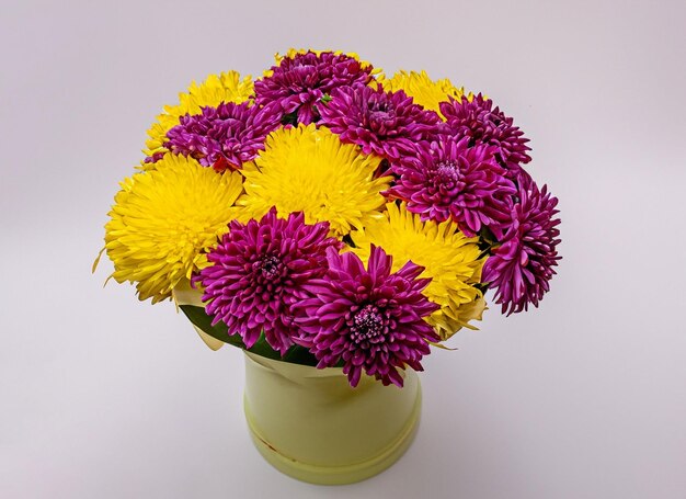 bouquet of flowers on white wooden table