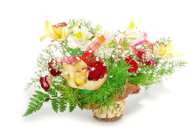 Bouquet of flowers on white