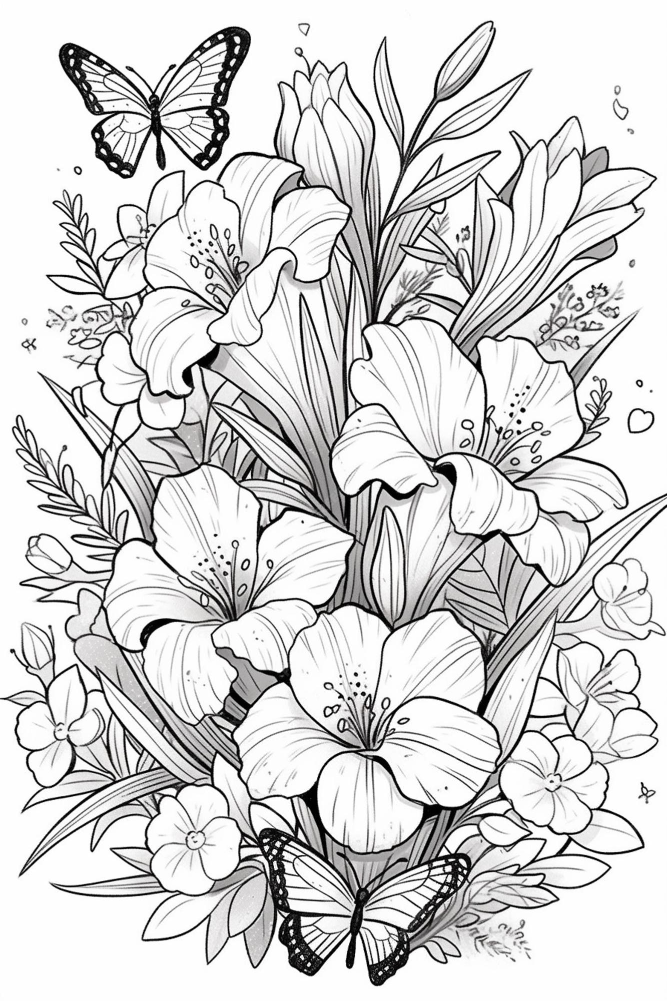 Premium AI Image | A bouquet of flowers with butterflies and flowers