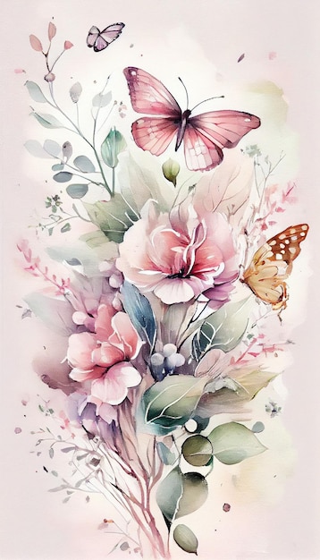 A bouquet of flowers with a butterfly on it