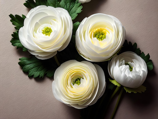 A bouquet of flowers with a green leaf on the top