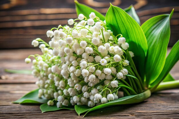 Photo a bouquet of flowers with leaves that say lily of the valley