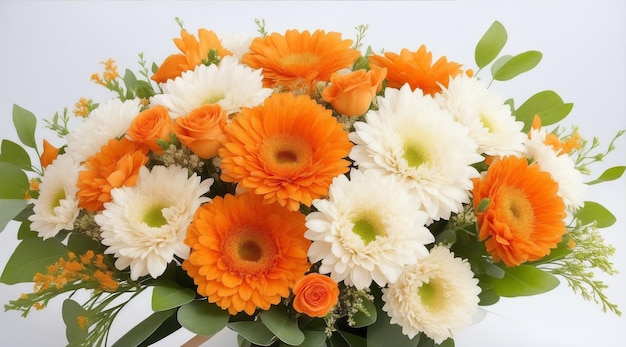 Bouquet of flowers with orange and white flowers Generative AI