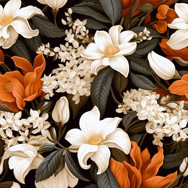 A bouquet of flowers with orange and white flowers.