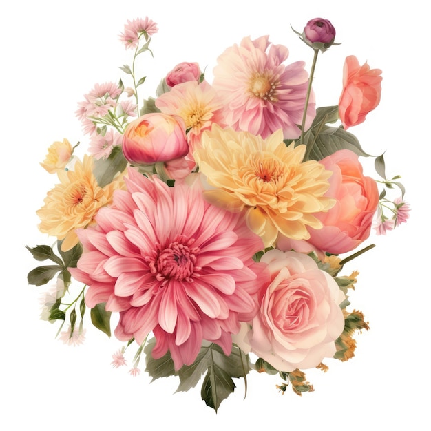 A bouquet of flowers with a pink background