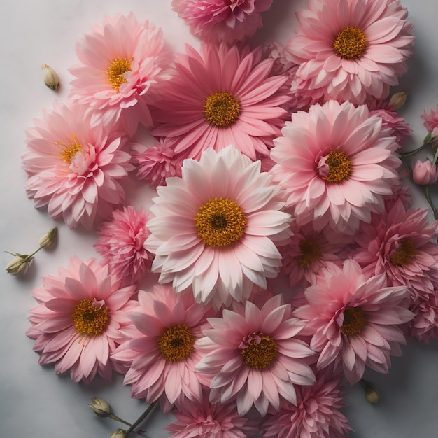 A bouquet of flowers with pink and white petals.