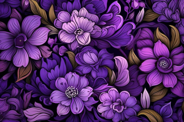 A bouquet of flowers with a purple background