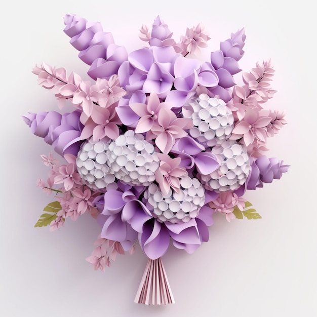 A bouquet of flowers with purple and white flowers.