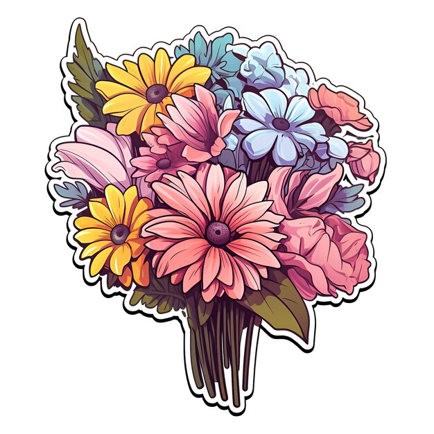 Photo a bouquet of flowers with a sticker that says 